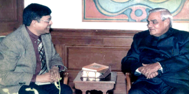 Prof. Rajiv K Saxena, meeting the Prime Minister Shri Atal Bihari Vajpayee